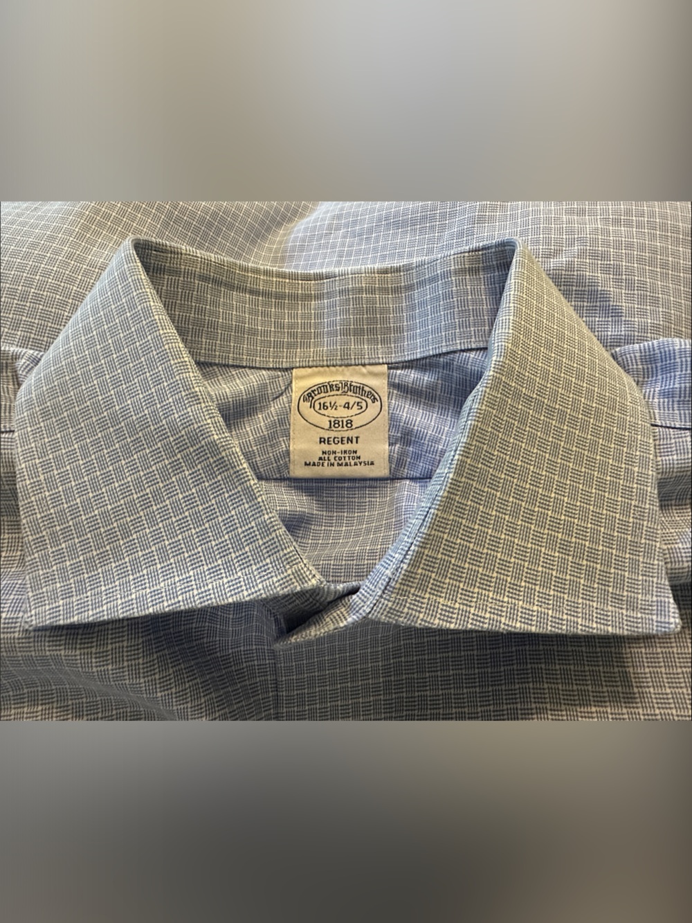Brooks Brothers Regent Light Blue Mini-Check Men’s Dress Shirt Size 16.5-4/5